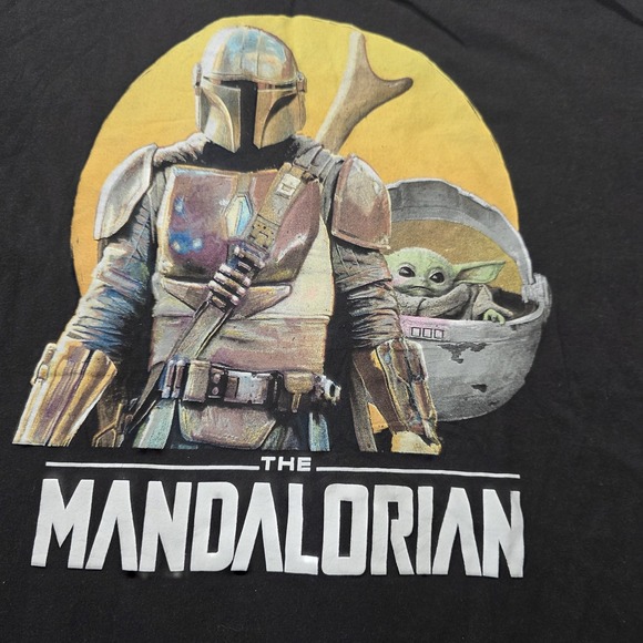 Star Wars Mandalorian Shirt Mens XL Black Fifth Sun Grogu Graphic Tee Disney - Picture 2 of 7